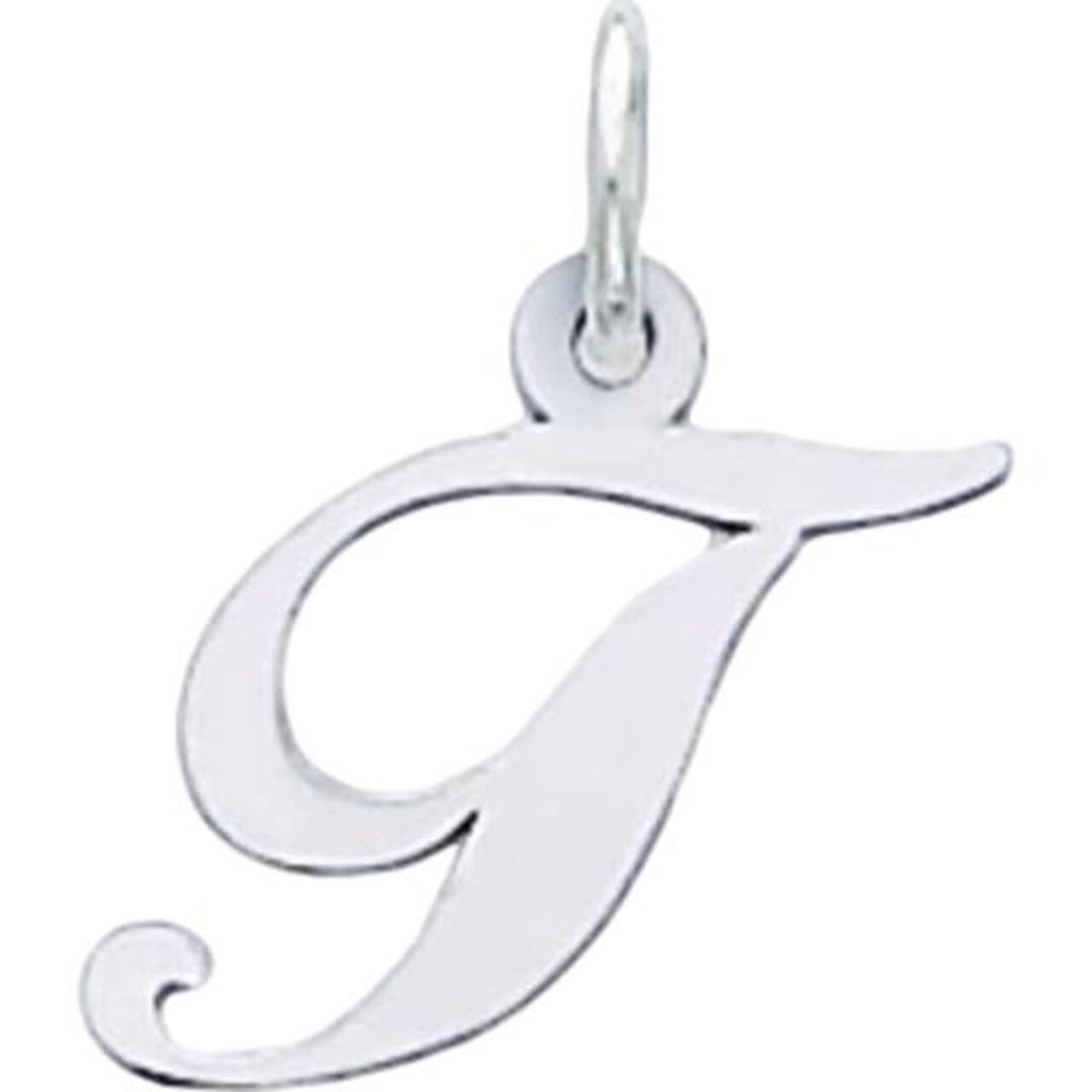 Sterling Silver Small Script Initial Letter T Charm Jewerly 16mm x 10mm